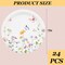 24Pcs Wildflower Paper Plates Watercolor Floral Disposable Party Dessert Plate 7" Rustic Botanical Butterflies Plates FOR SUMMER